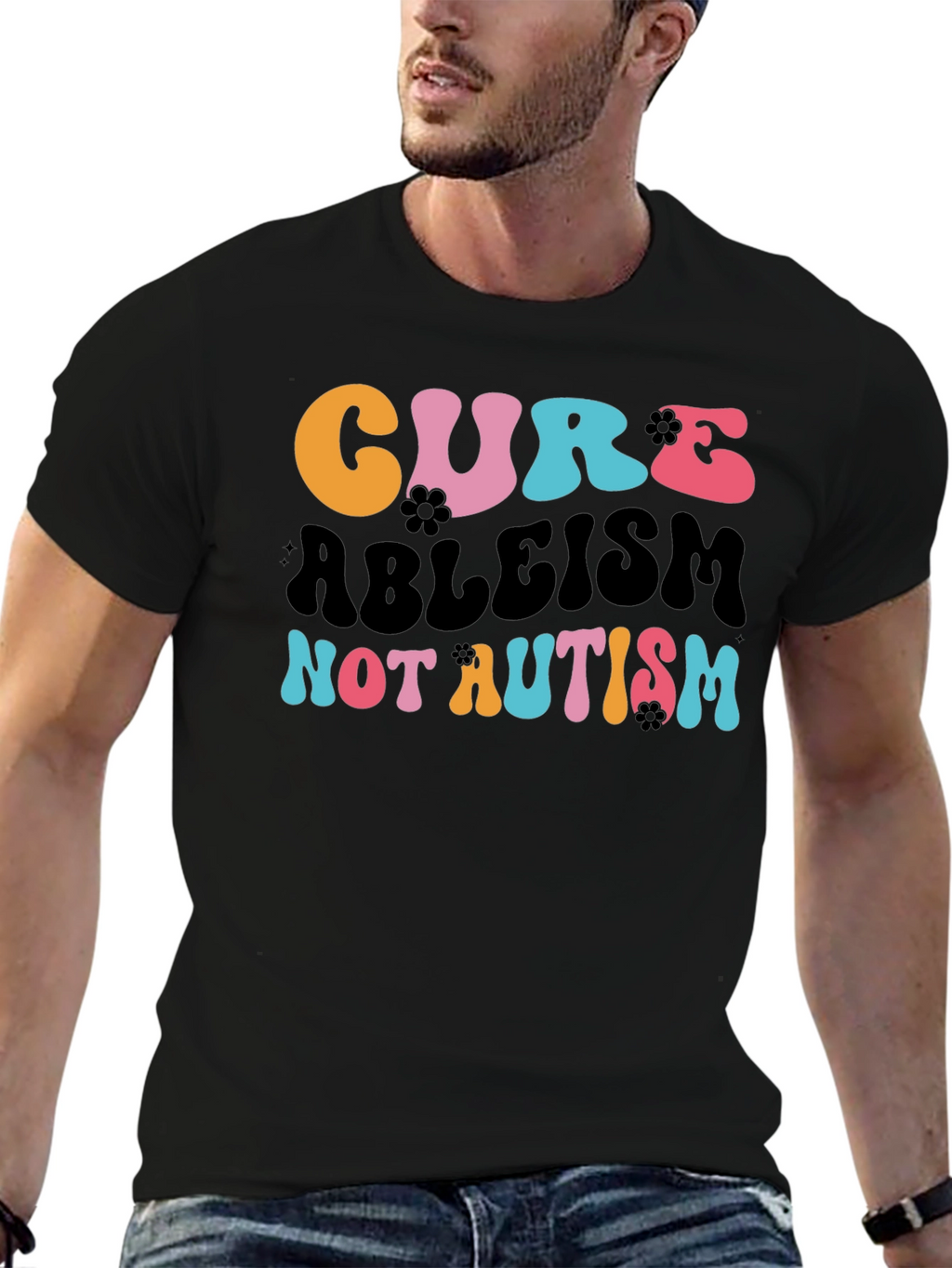 Cure Ableism Not Autism Tee - Black