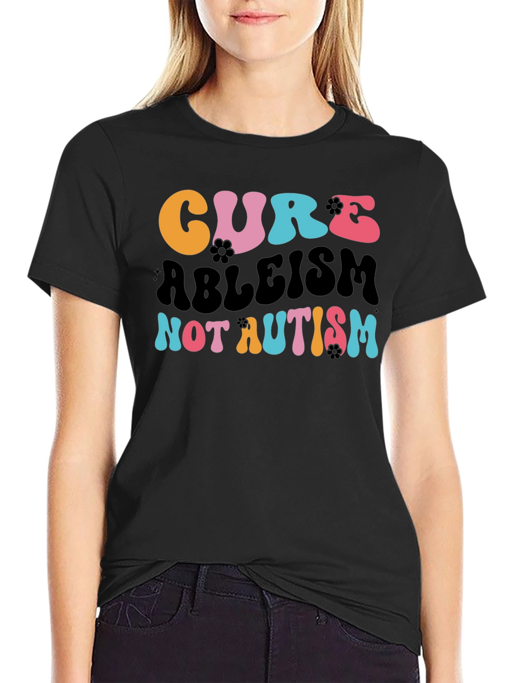 Cure Ableism Not Autism Tee - Black