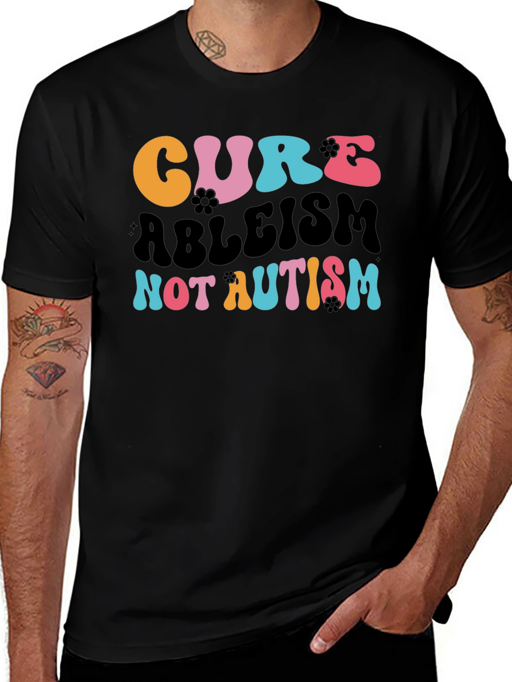 Cure Ableism Not Autism Tee - Black