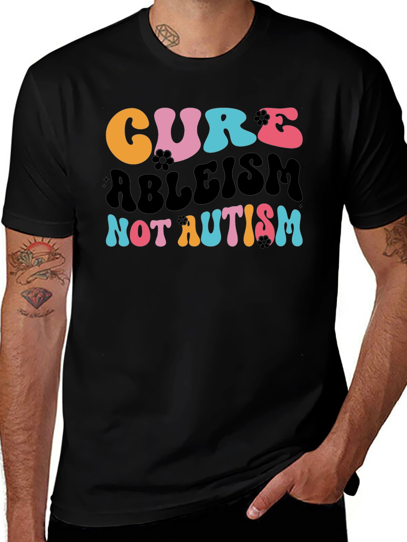 Cure Ableism Not Autism Tee - Black