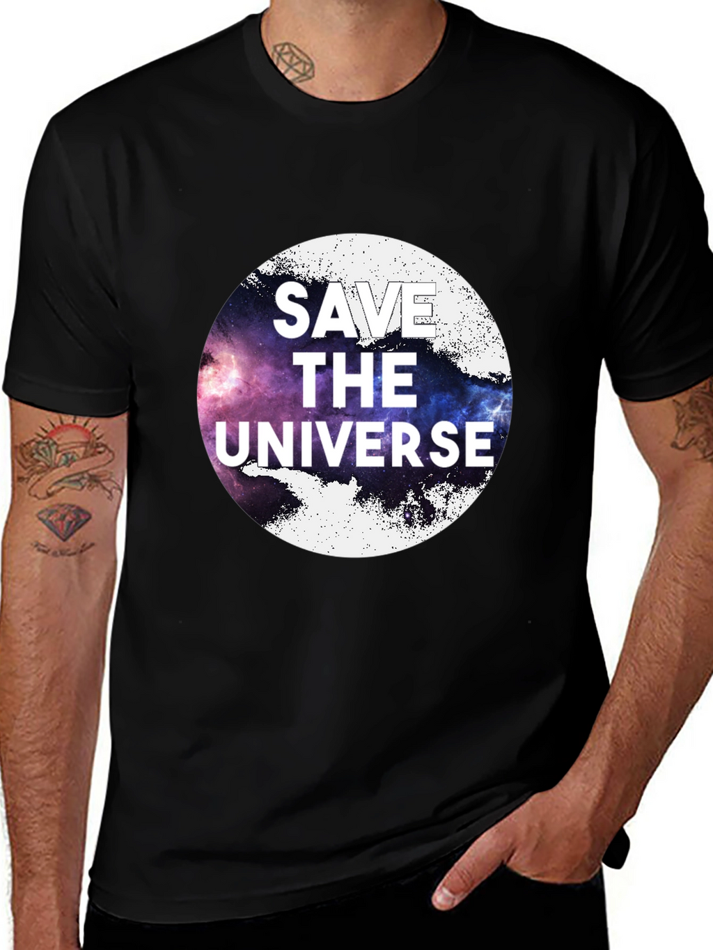 Save the Universe Graphic Tee - Black Cotton T-Shirt