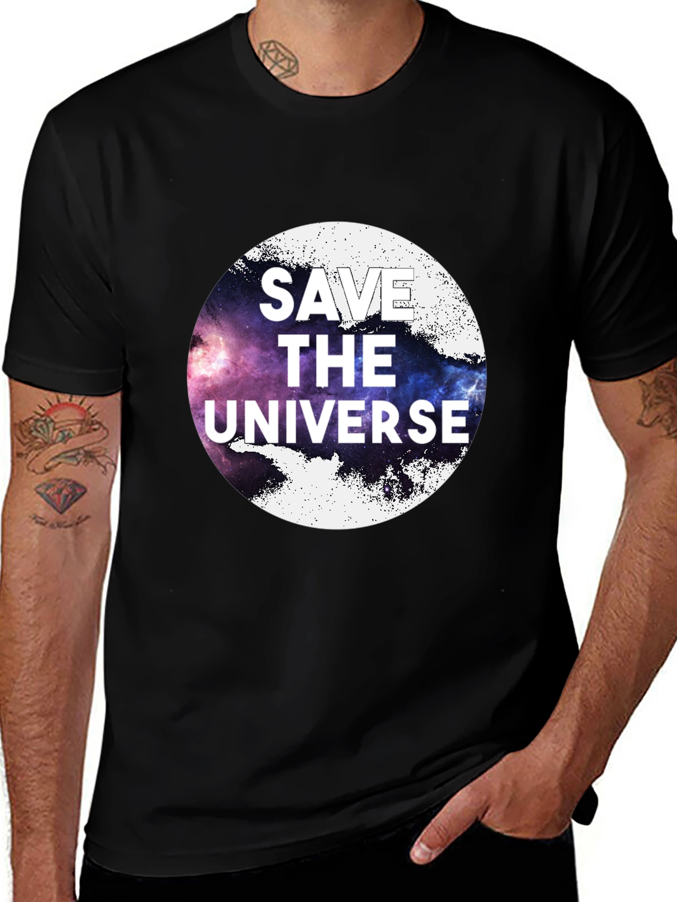 Save the Universe Graphic Tee - Black Cotton T-Shirt