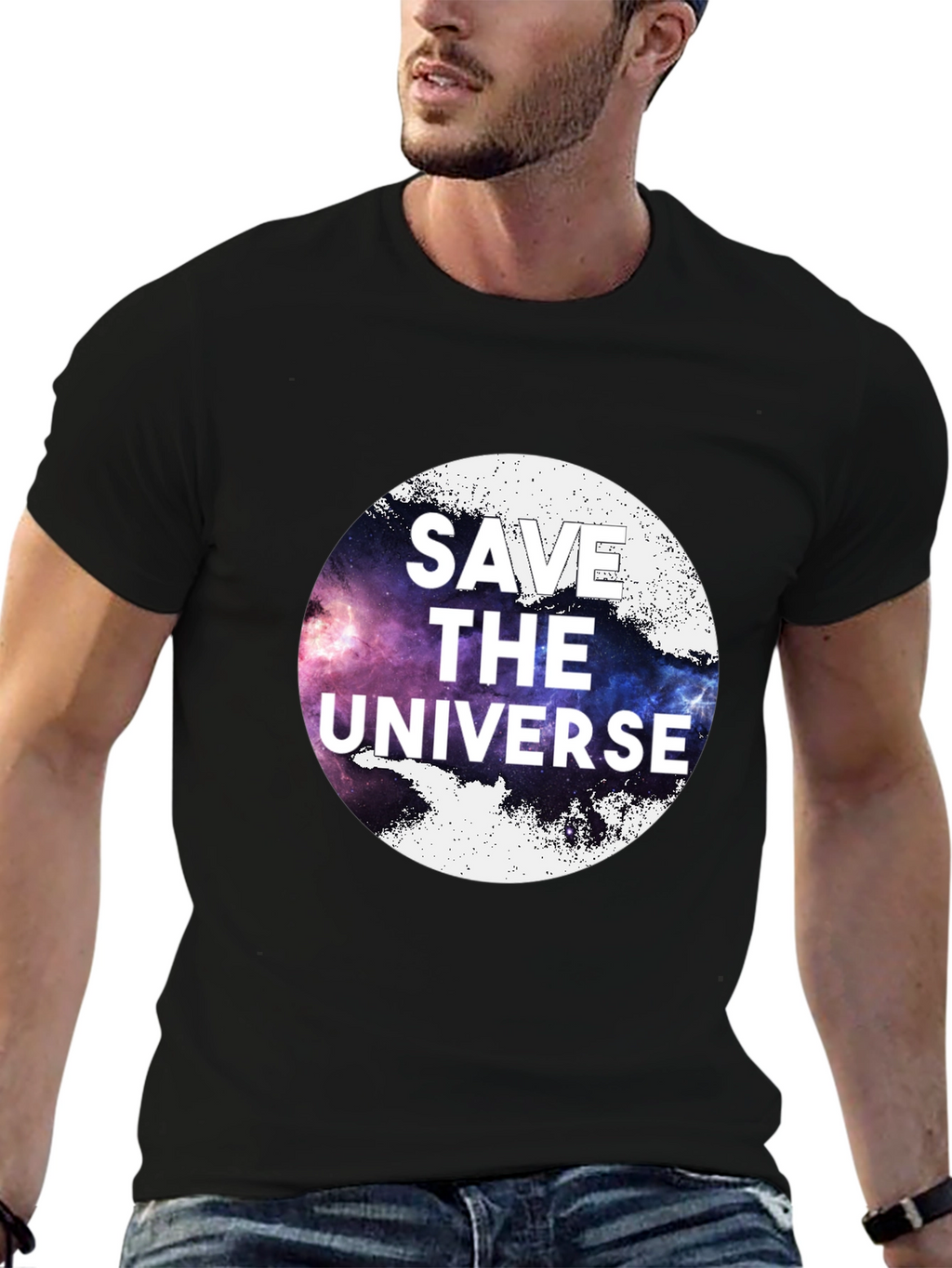 Save the Universe Graphic Tee - Black Cotton T-Shirt