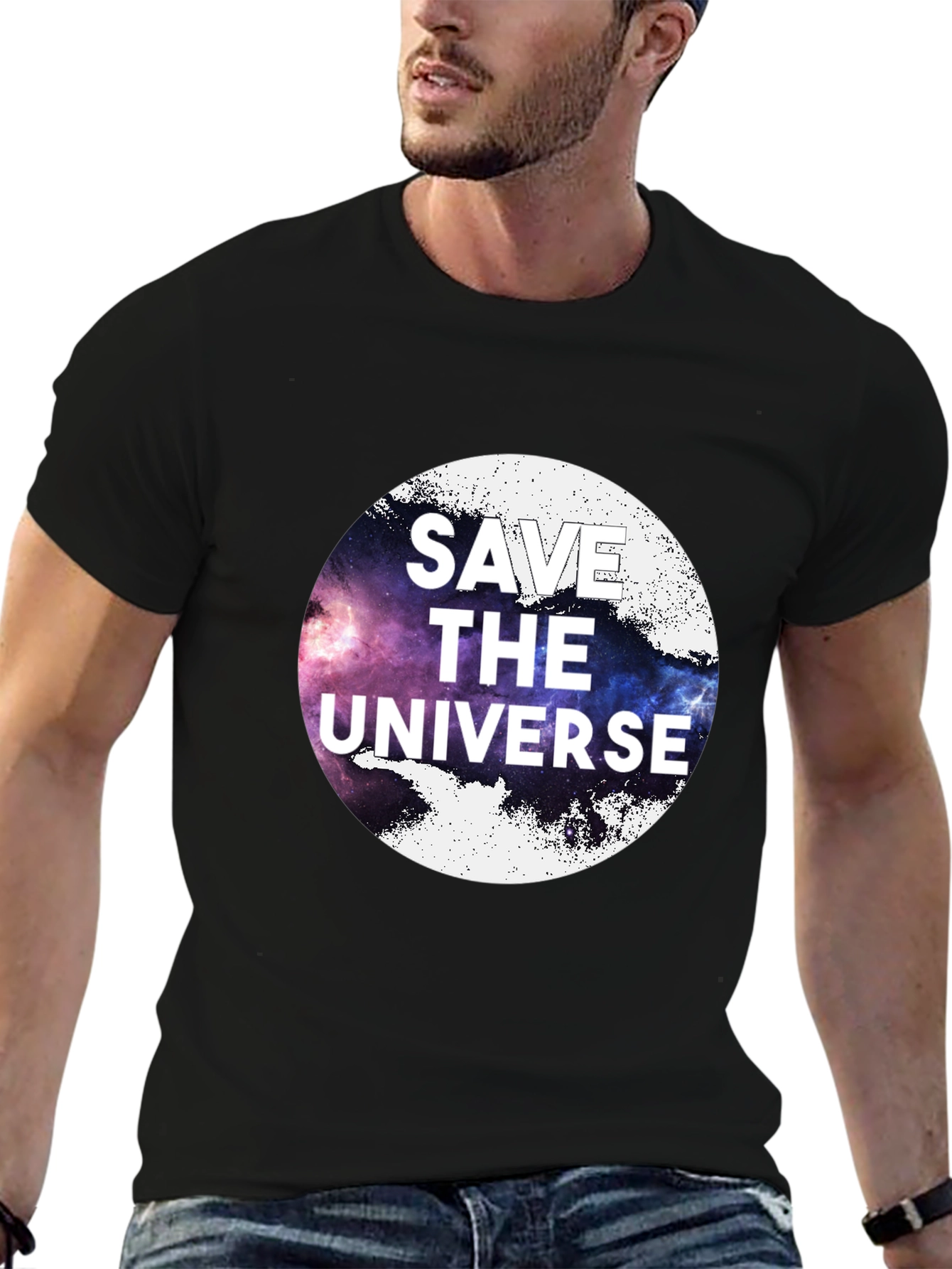 Save the Universe Graphic Tee - Black Cotton T-Shirt