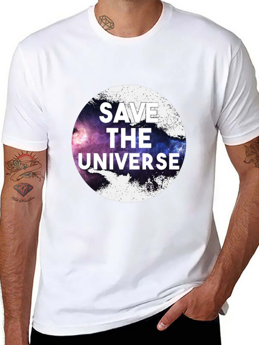 Save the Universe Graphic Tee - Black Cotton T-Shirt