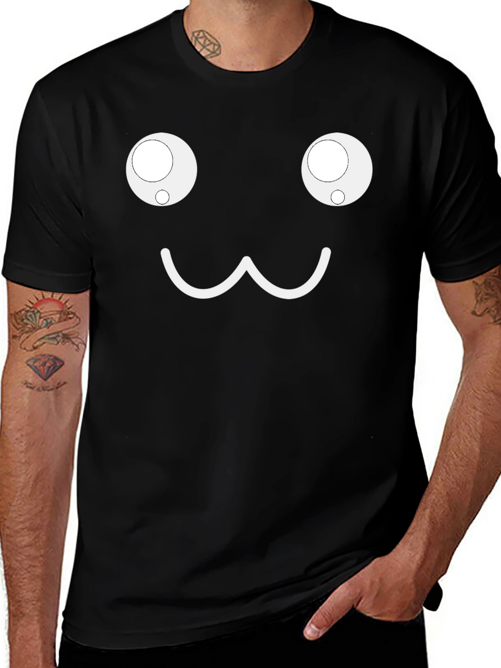 Cute Face Graphic Black T-Shirt