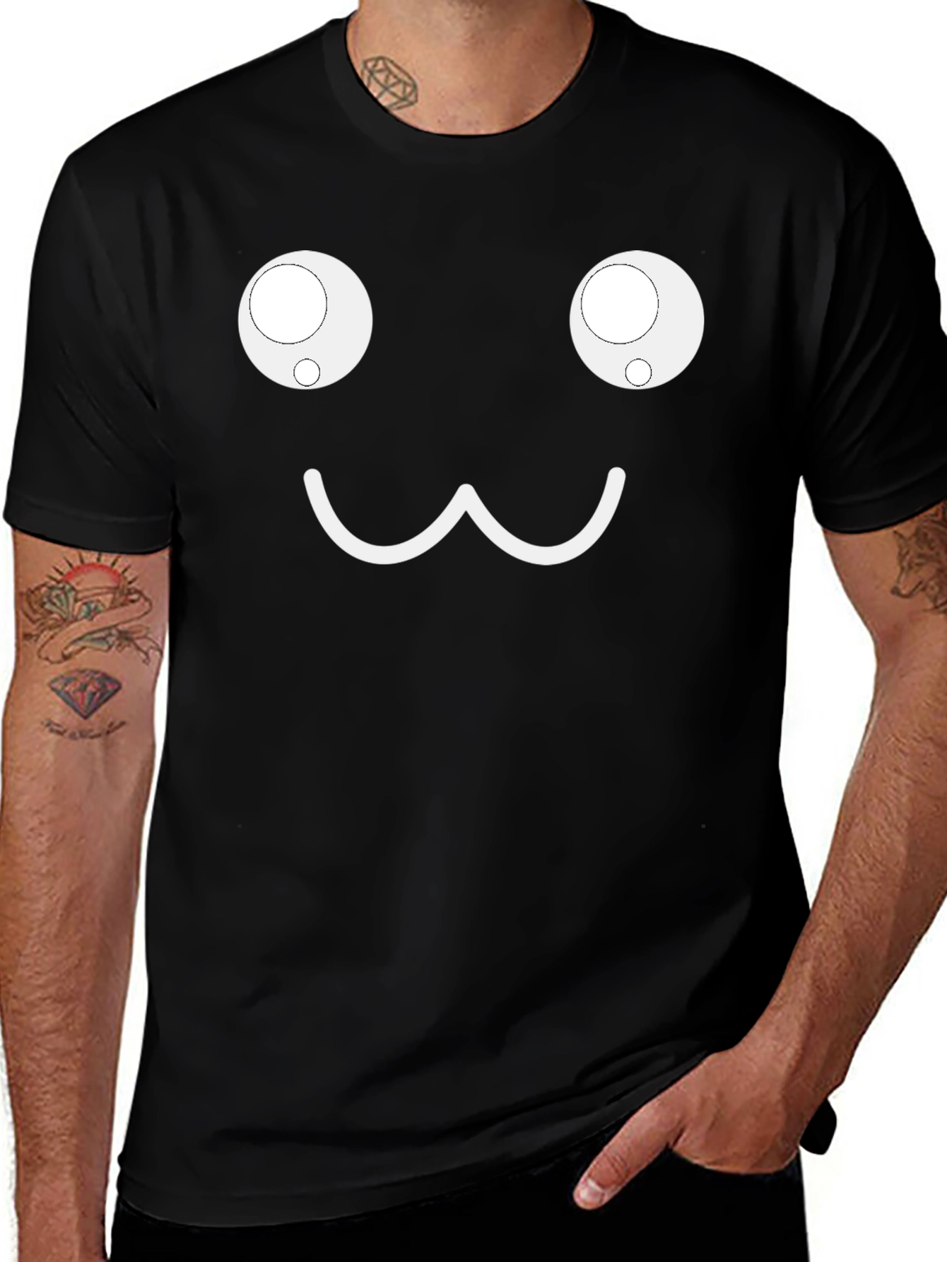 Cute Face Graphic Black T-Shirt