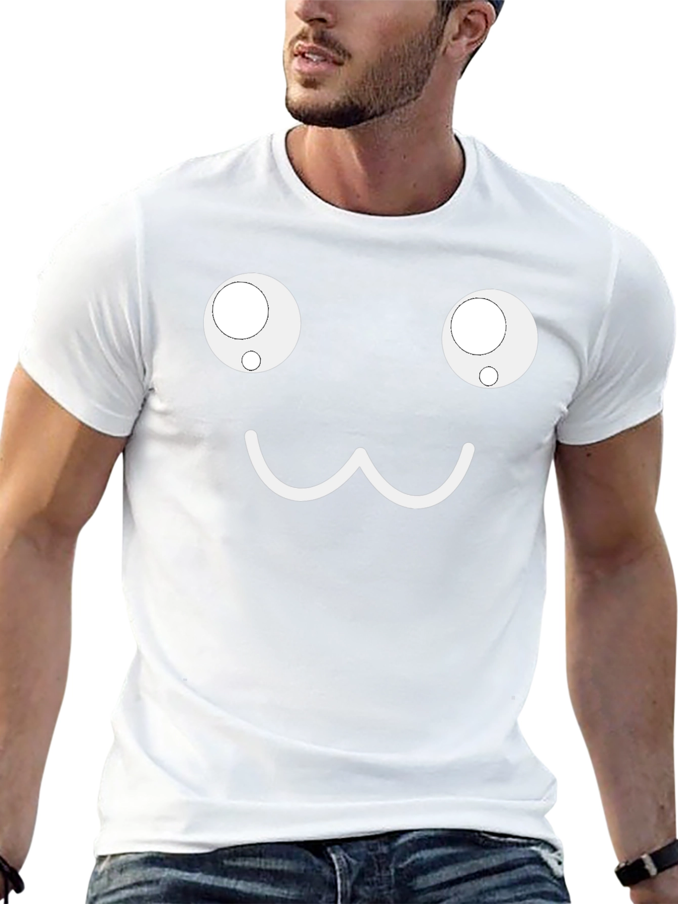 Cute Face Graphic Black T-Shirt