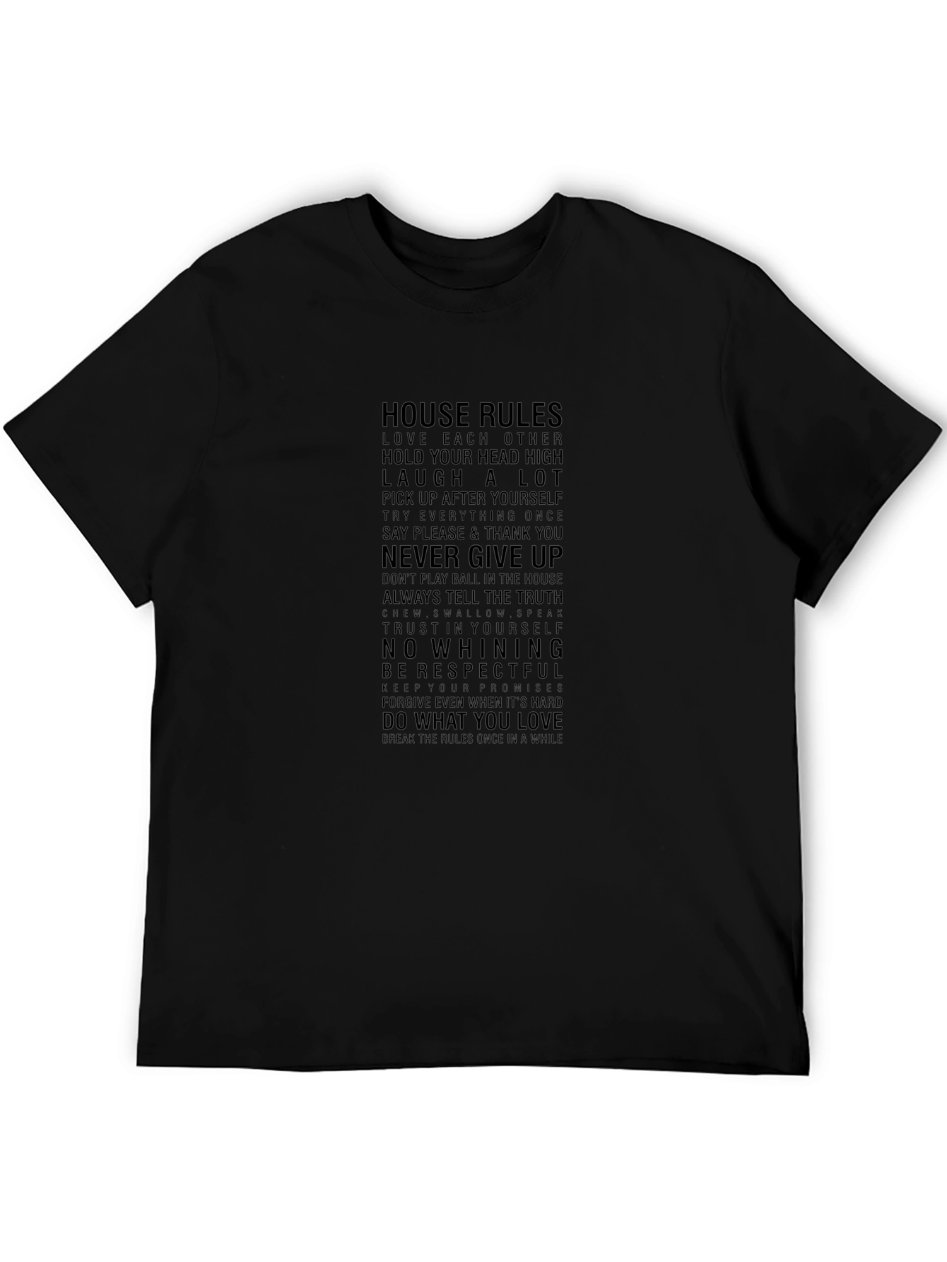 House Rules Black Graphic T-Shirt - Inspirational Family Tee