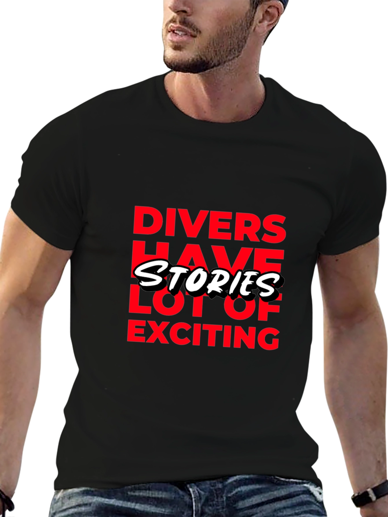 Divers Have Stories Black Graphic T-Shirt