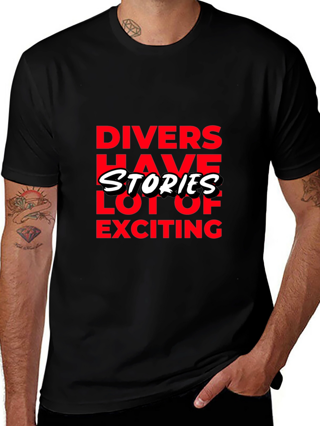 Divers Have Stories Black Graphic T-Shirt