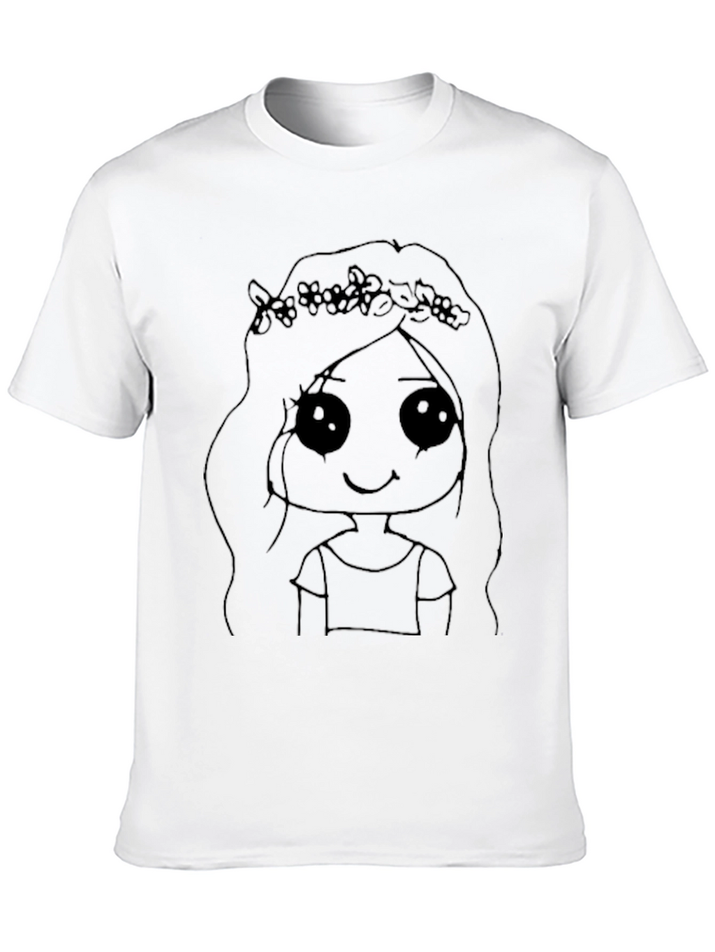 Cute Cartoon Girl Black T-Shirt