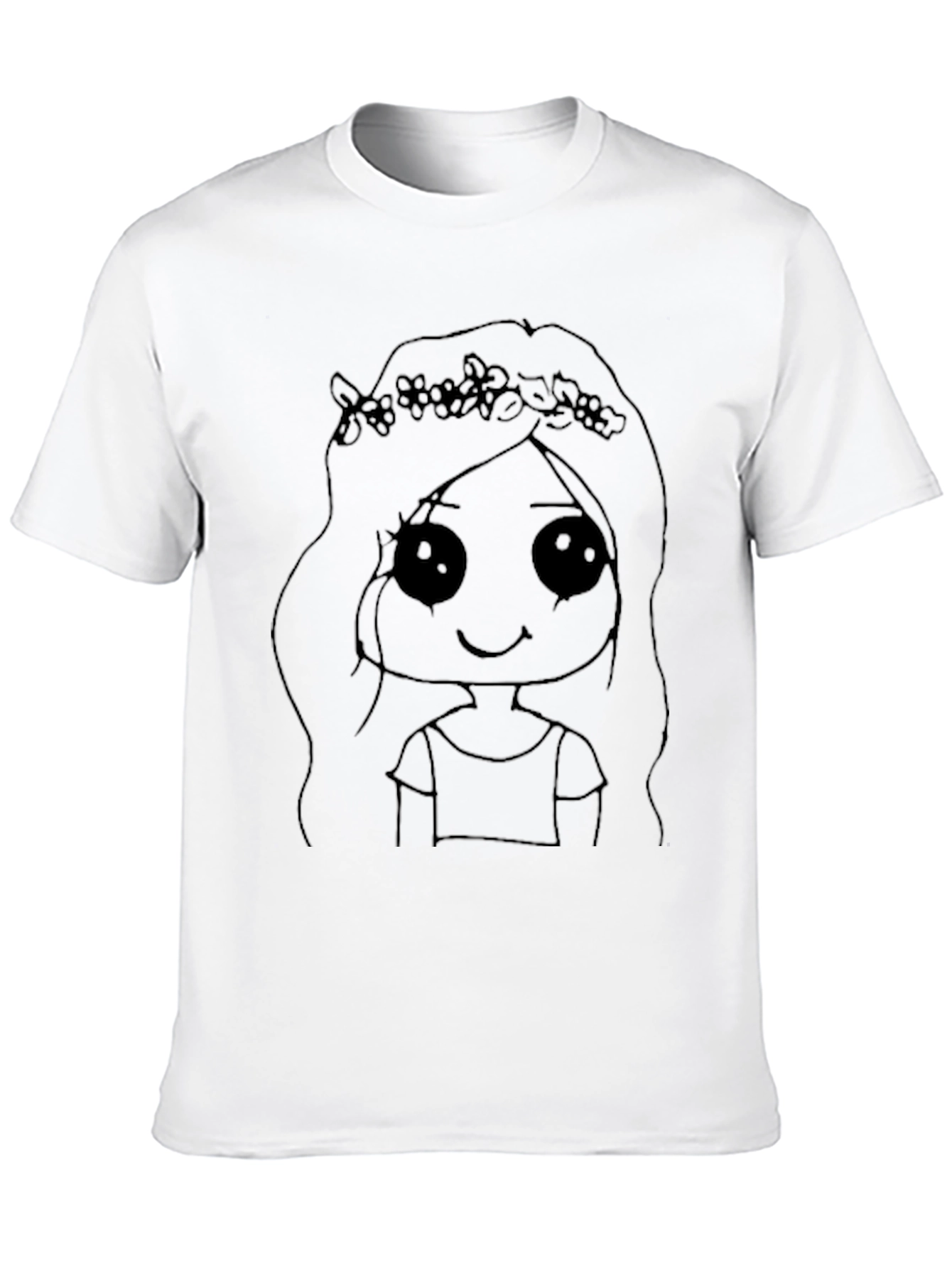 Cute Cartoon Girl Black T-Shirt