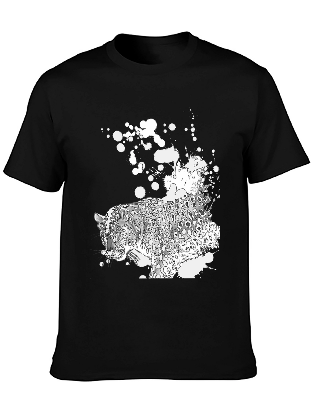 Black T-Shirt with Leopard Graphic