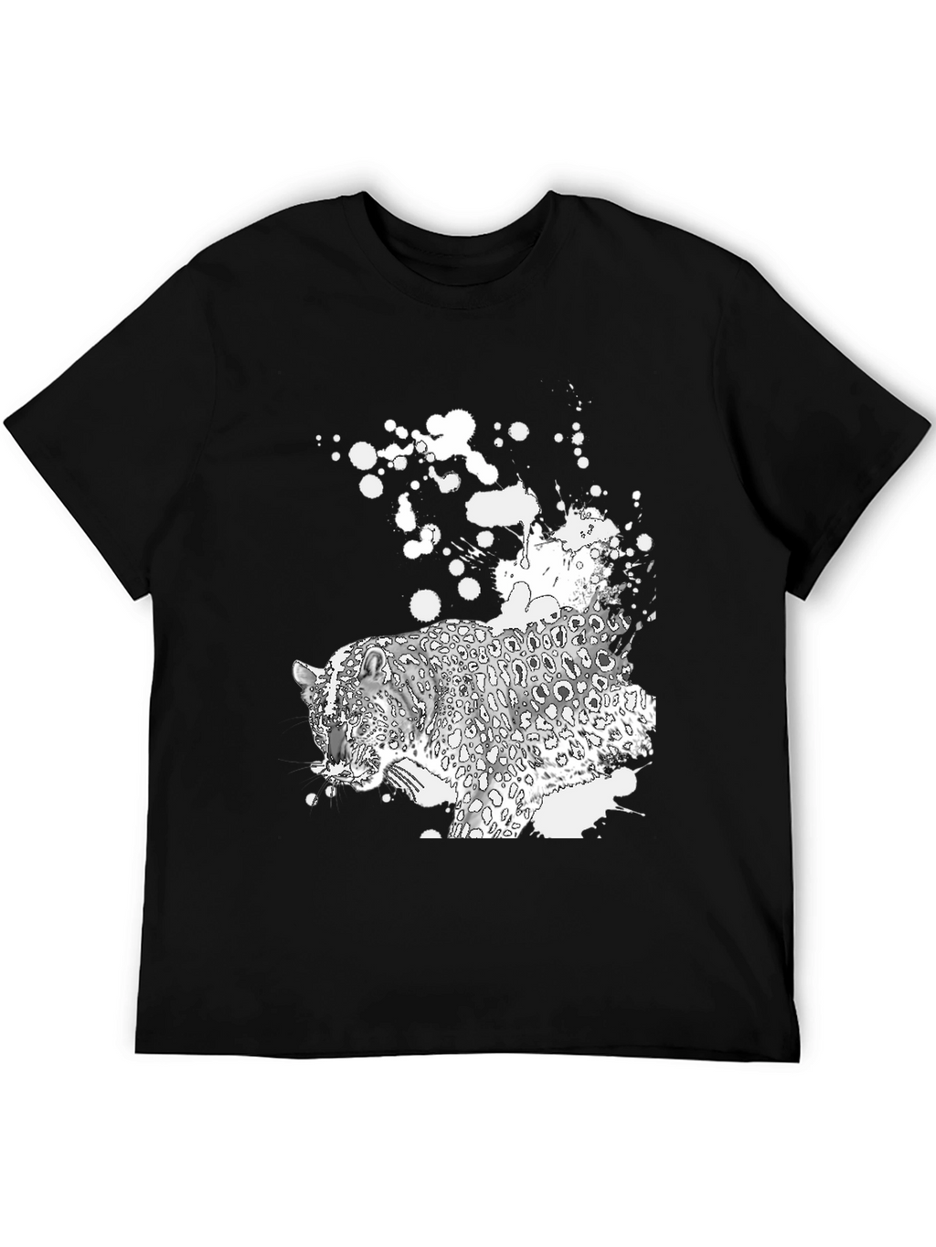 Black T-Shirt with Leopard Graphic
