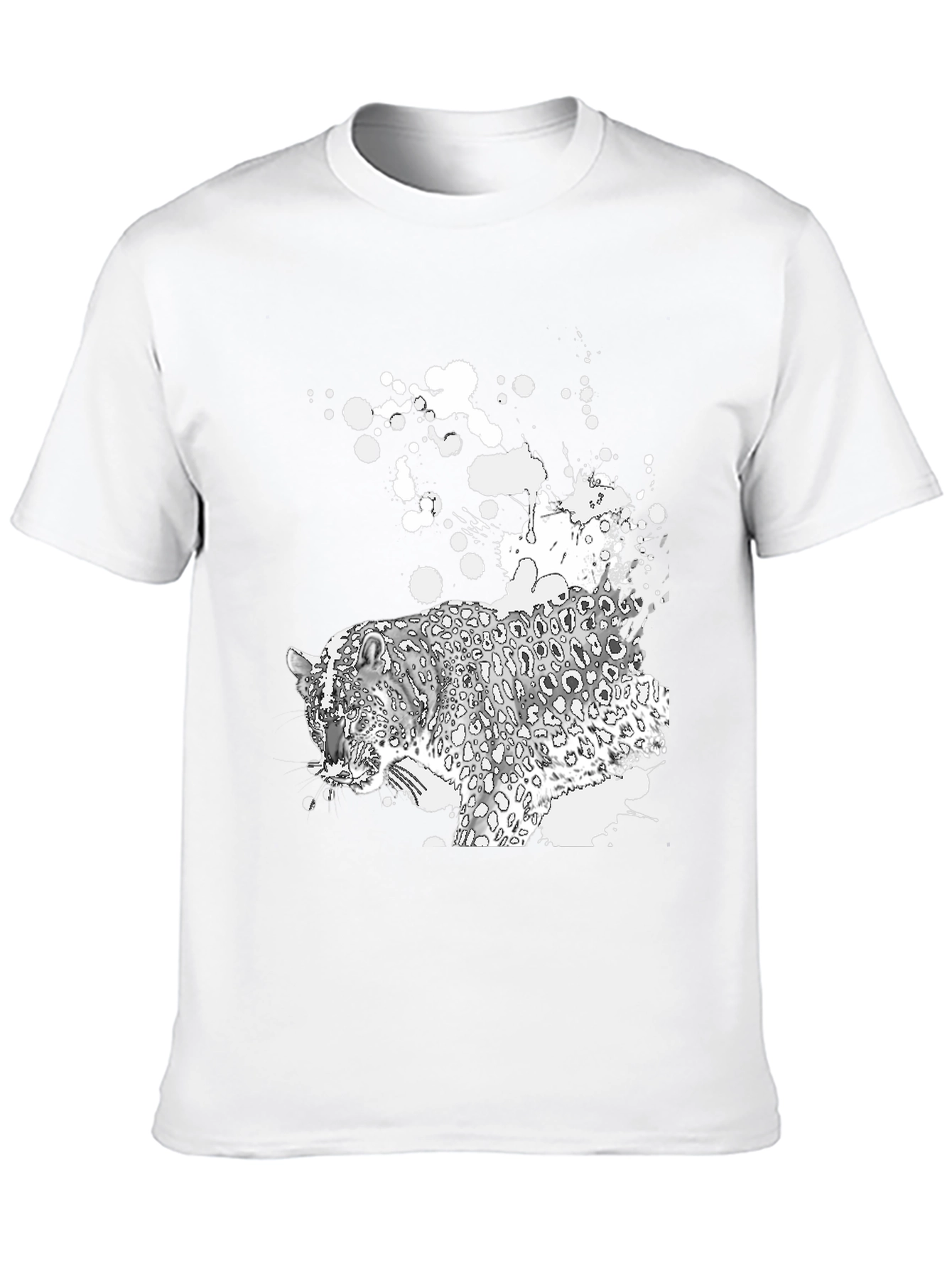 Black T-Shirt with Leopard Graphic