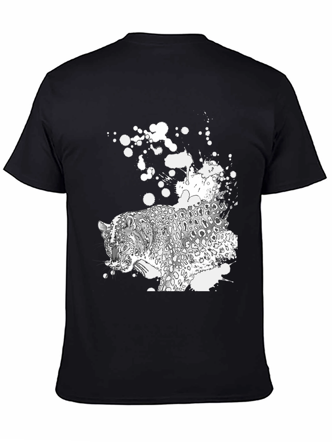 Black T-Shirt with Leopard Graphic