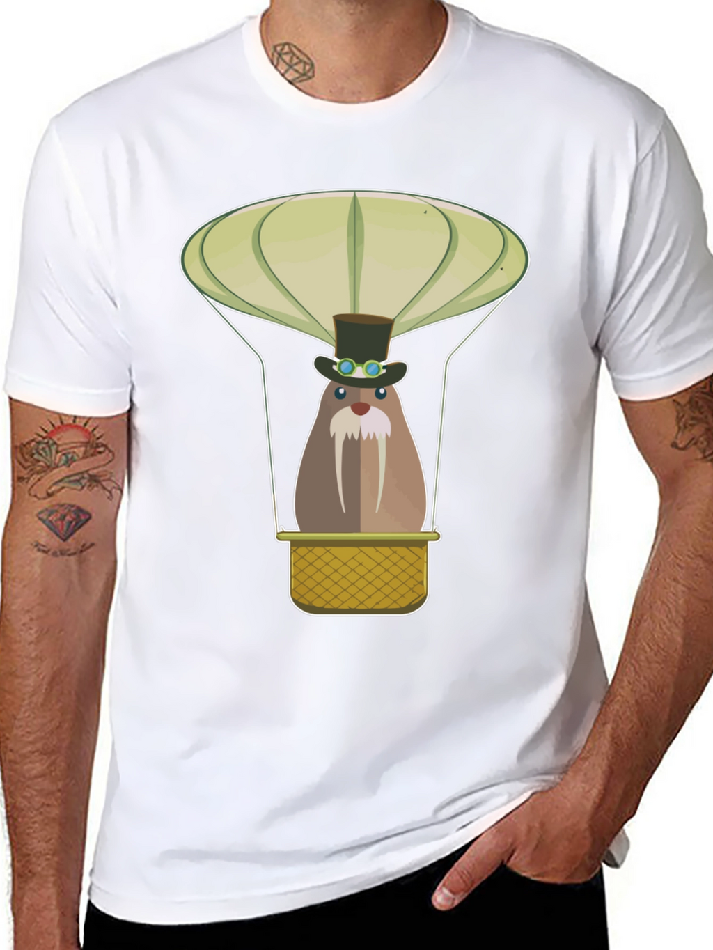 Steampunk Walrus Hot Air Balloon Graphic Tee