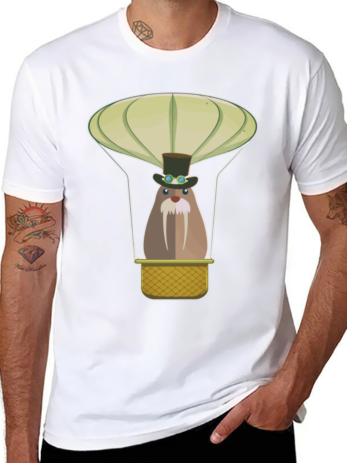 Steampunk Walrus Hot Air Balloon Graphic Tee