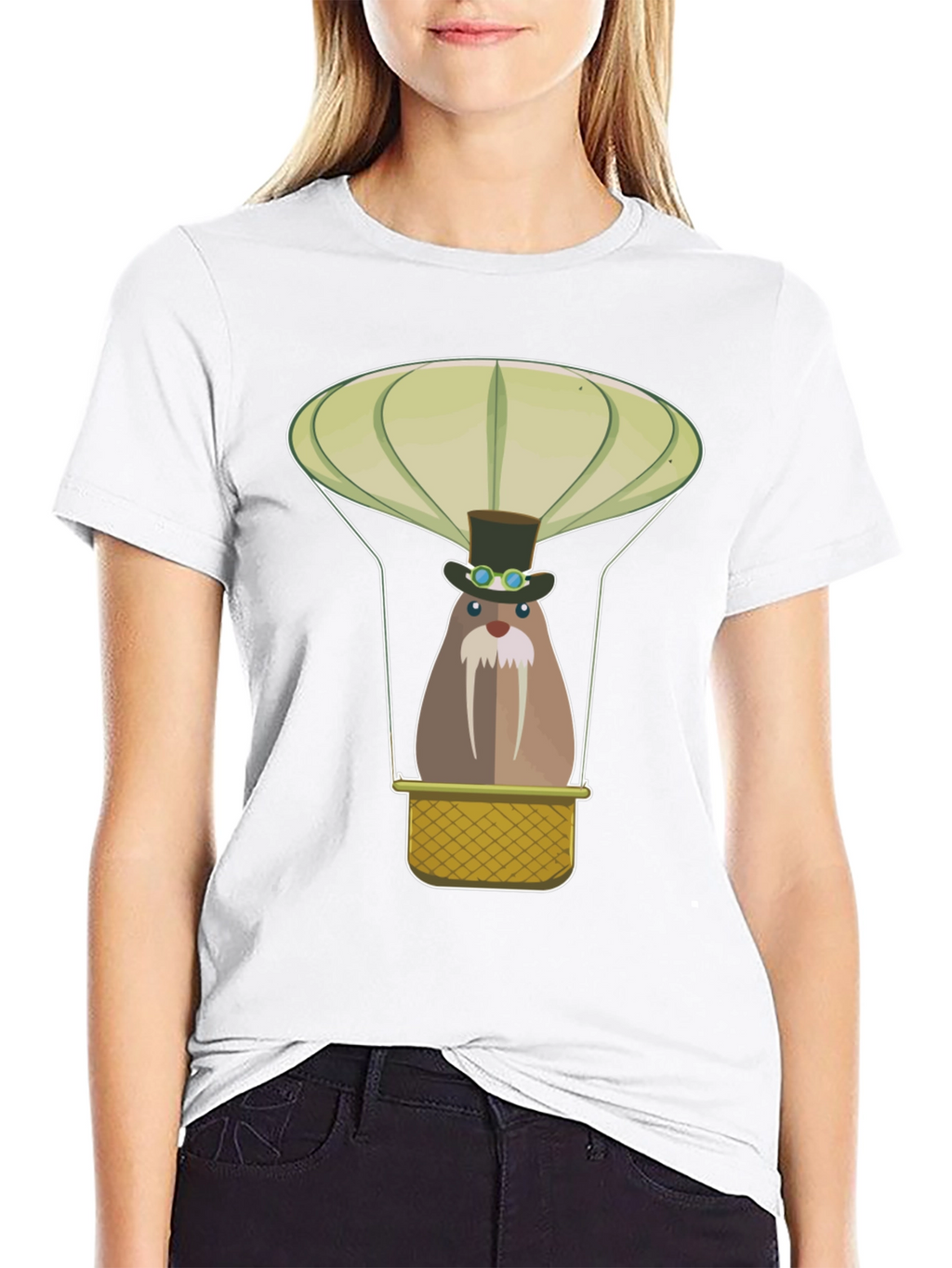 Steampunk Walrus Hot Air Balloon Graphic Tee