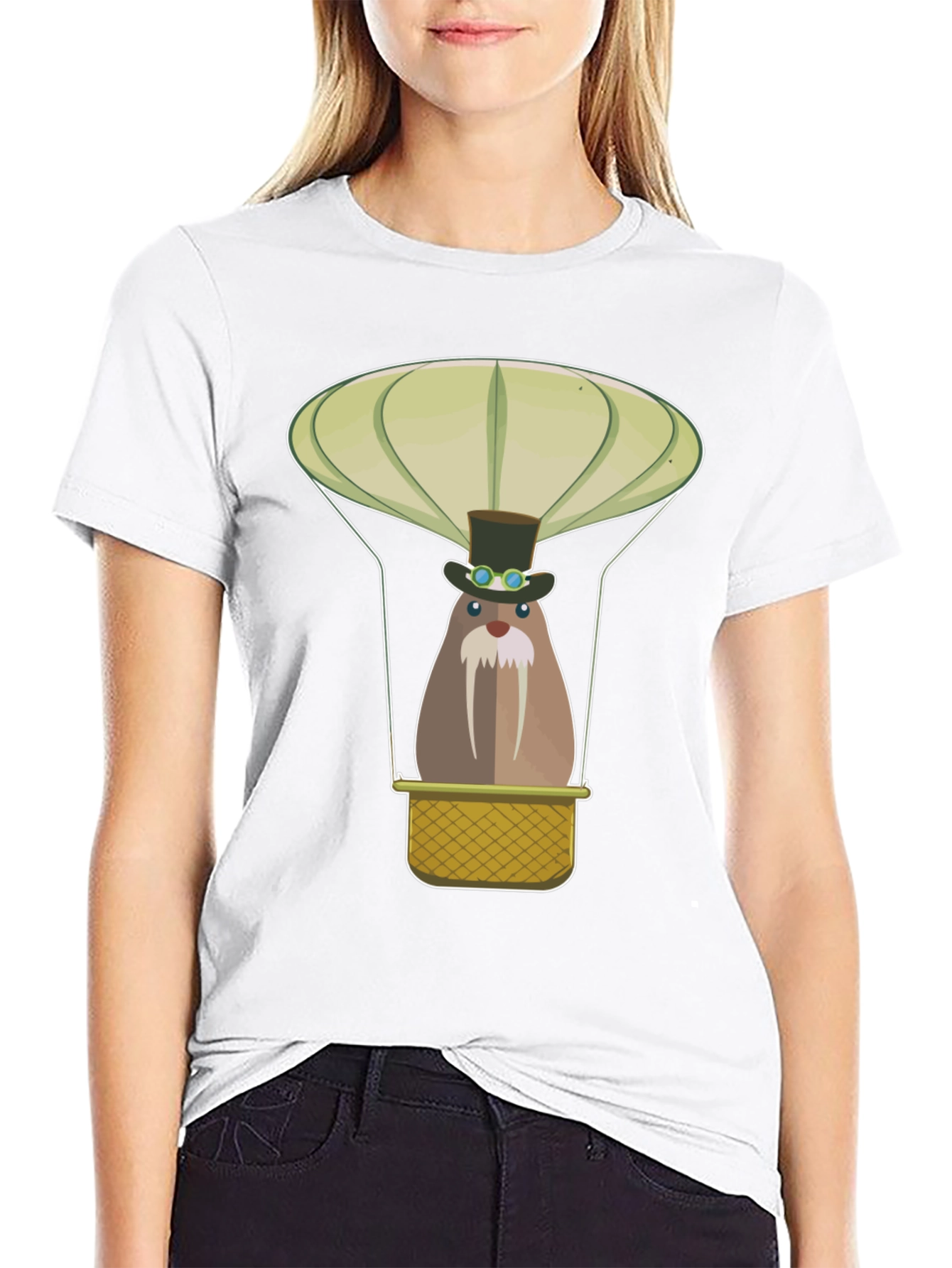 Steampunk Walrus Hot Air Balloon Graphic Tee