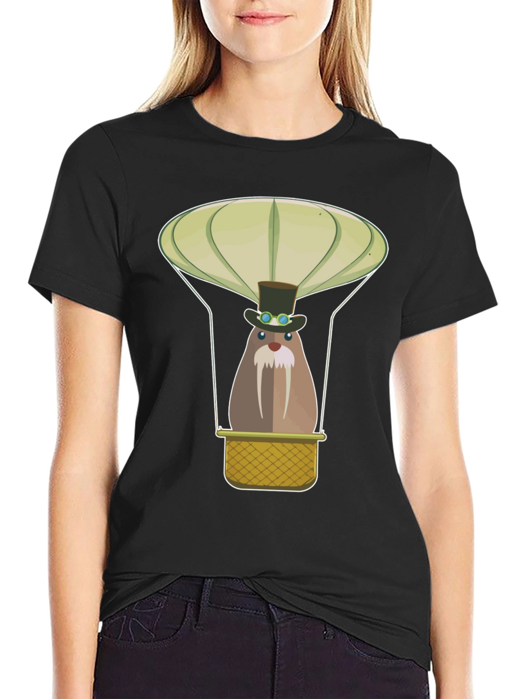 Steampunk Walrus Hot Air Balloon Graphic Tee