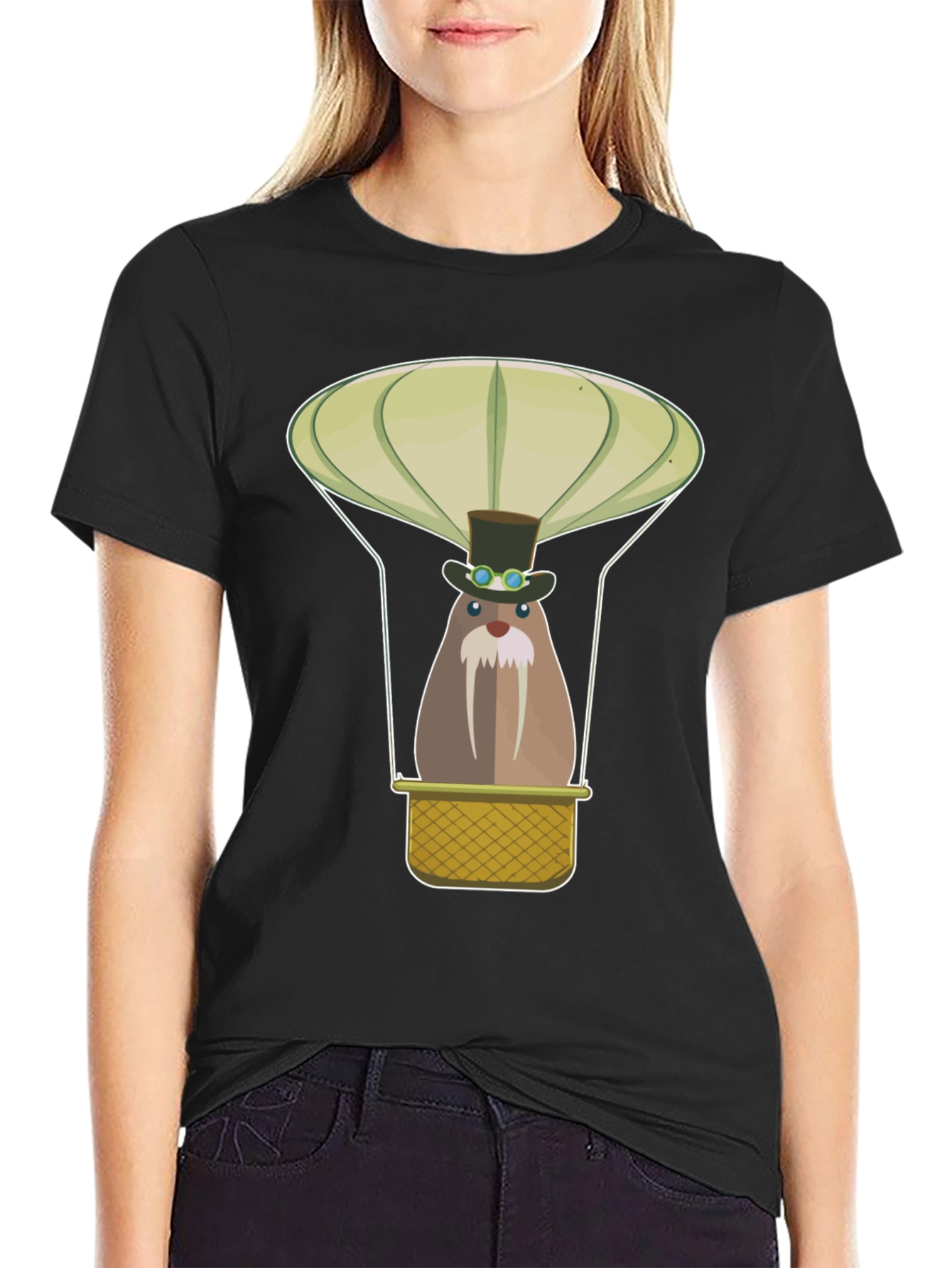 Steampunk Walrus Hot Air Balloon Graphic Tee