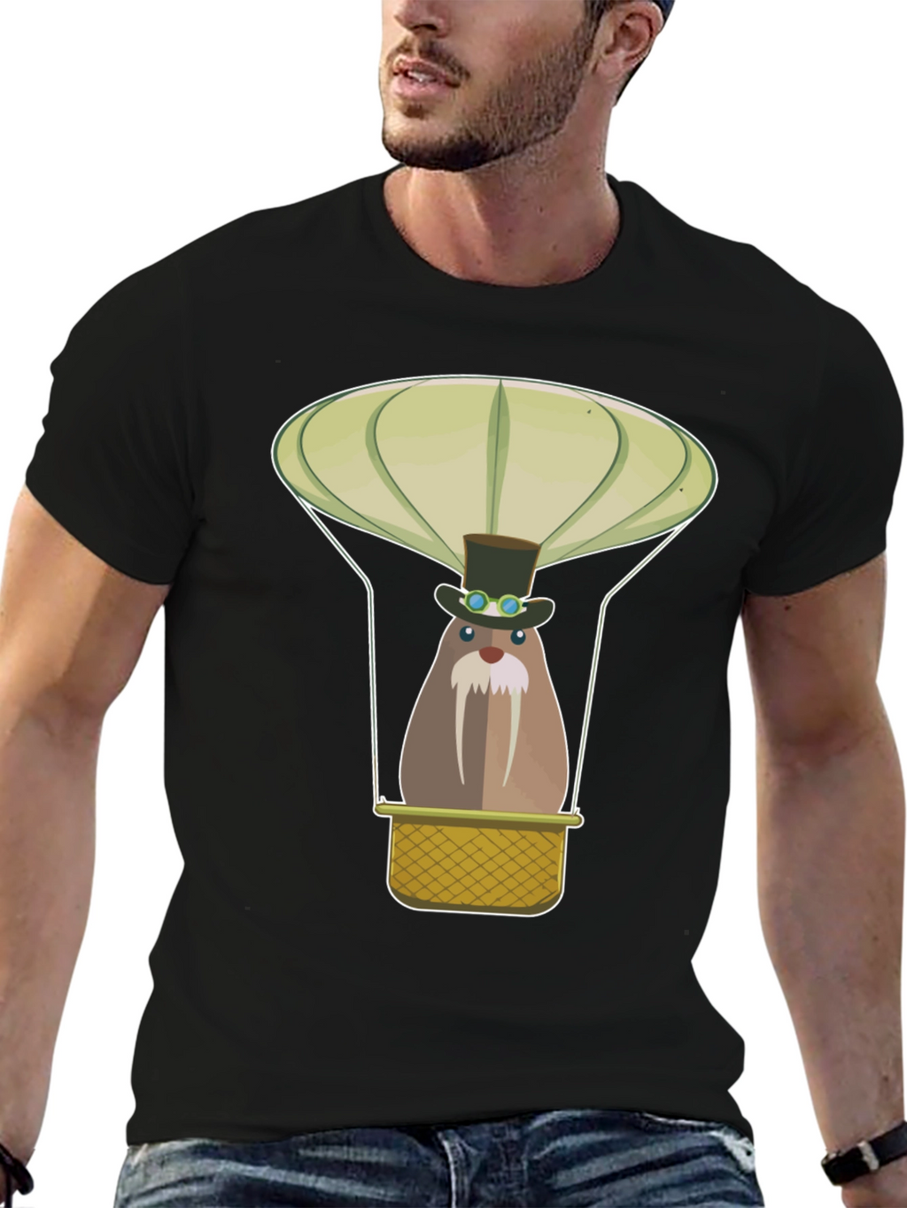 Steampunk Walrus Hot Air Balloon Graphic Tee