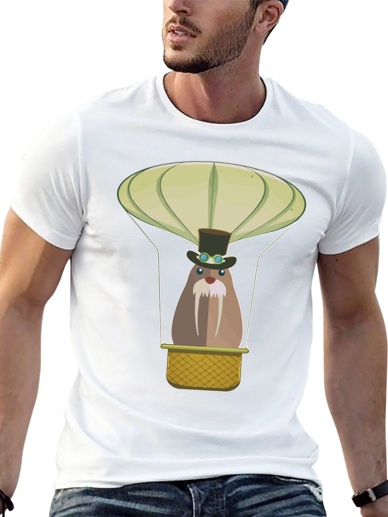 Steampunk Walrus Hot Air Balloon Graphic Tee