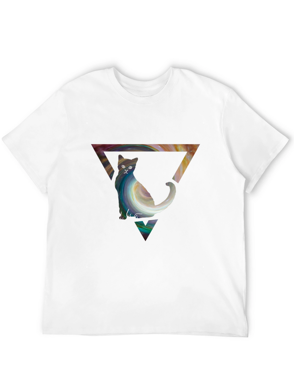 Cat in Triangle Graphic Tee - Stylish Unisex Shirt