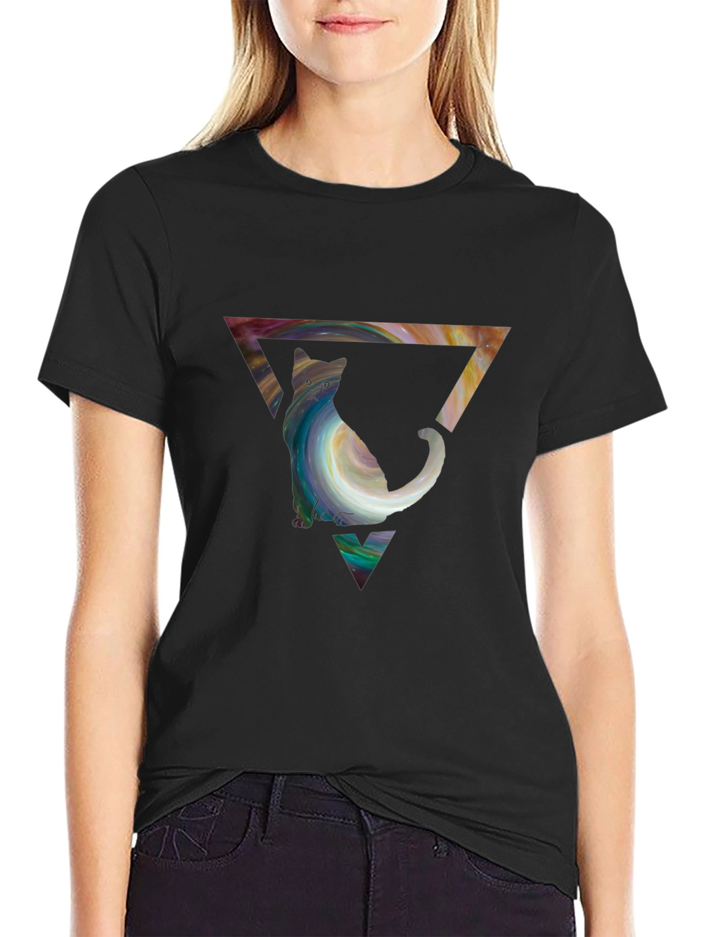 Cat in Triangle Graphic Tee - Stylish Unisex Shirt
