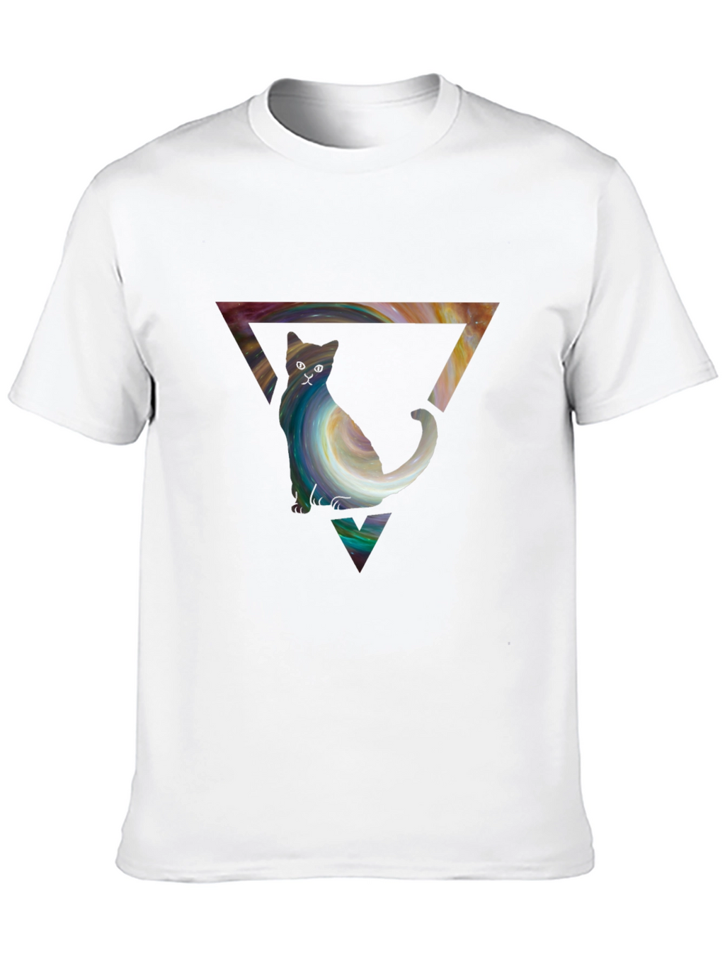 Cat in Triangle Graphic Tee - Stylish Unisex Shirt