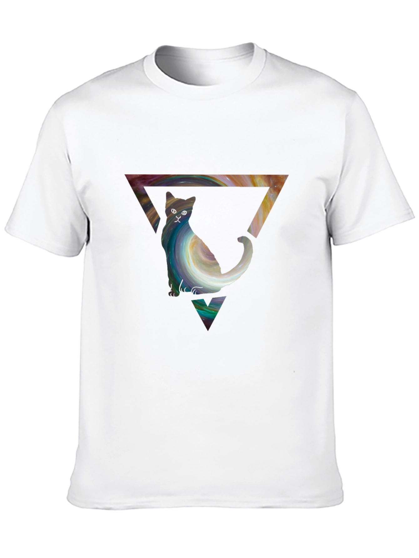 Cat in Triangle Graphic Tee - Stylish Unisex Shirt