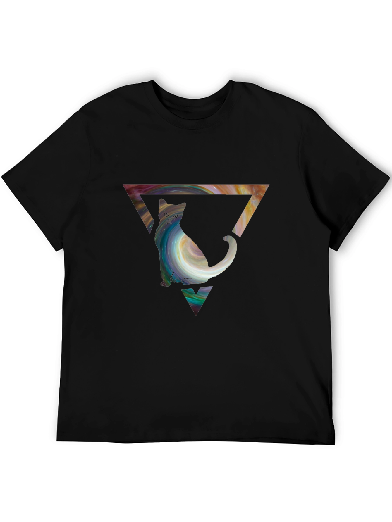 Cat in Triangle Graphic Tee - Stylish Unisex Shirt