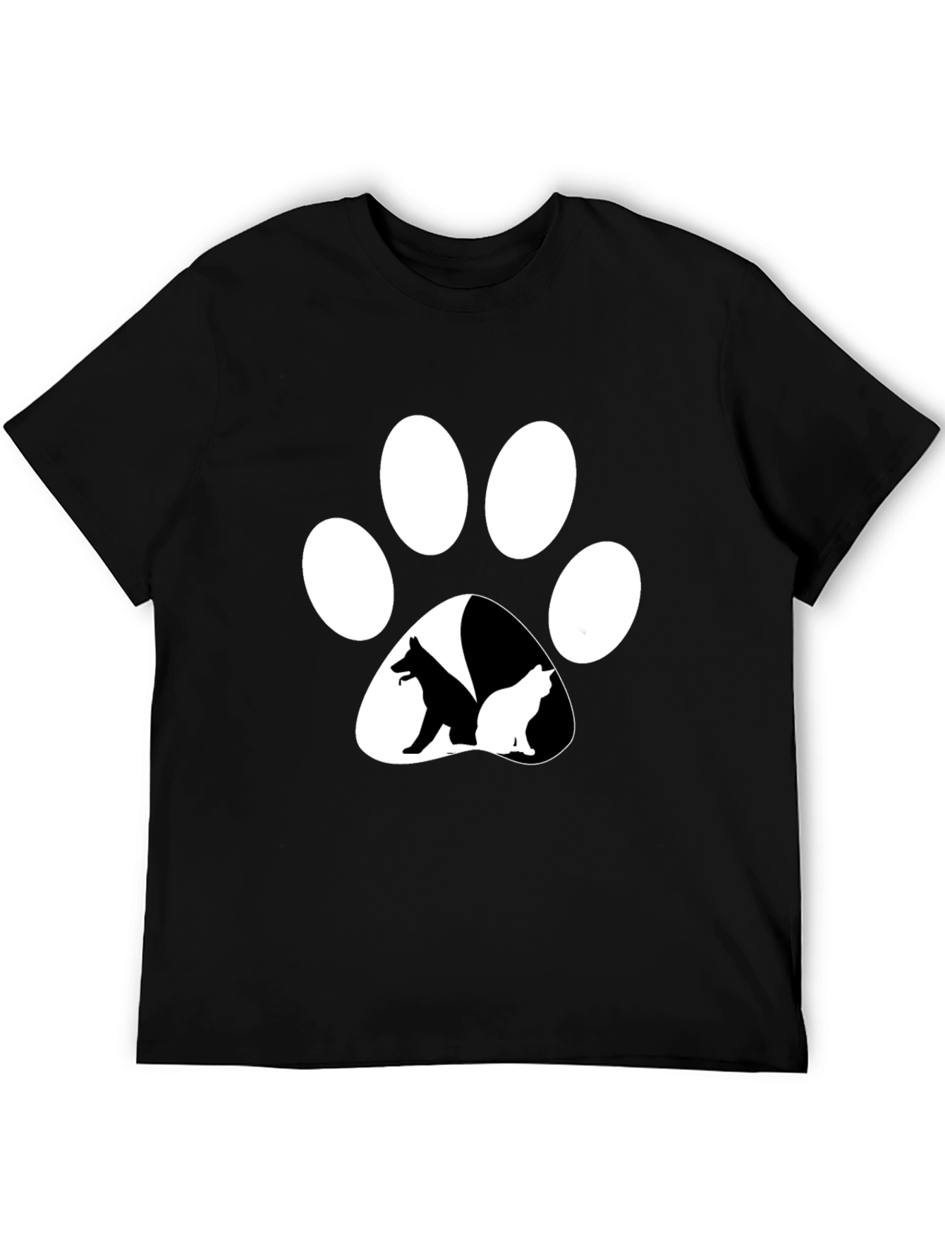 Dog & Cat Paw Print T-Shirt - Unisex Black Tee