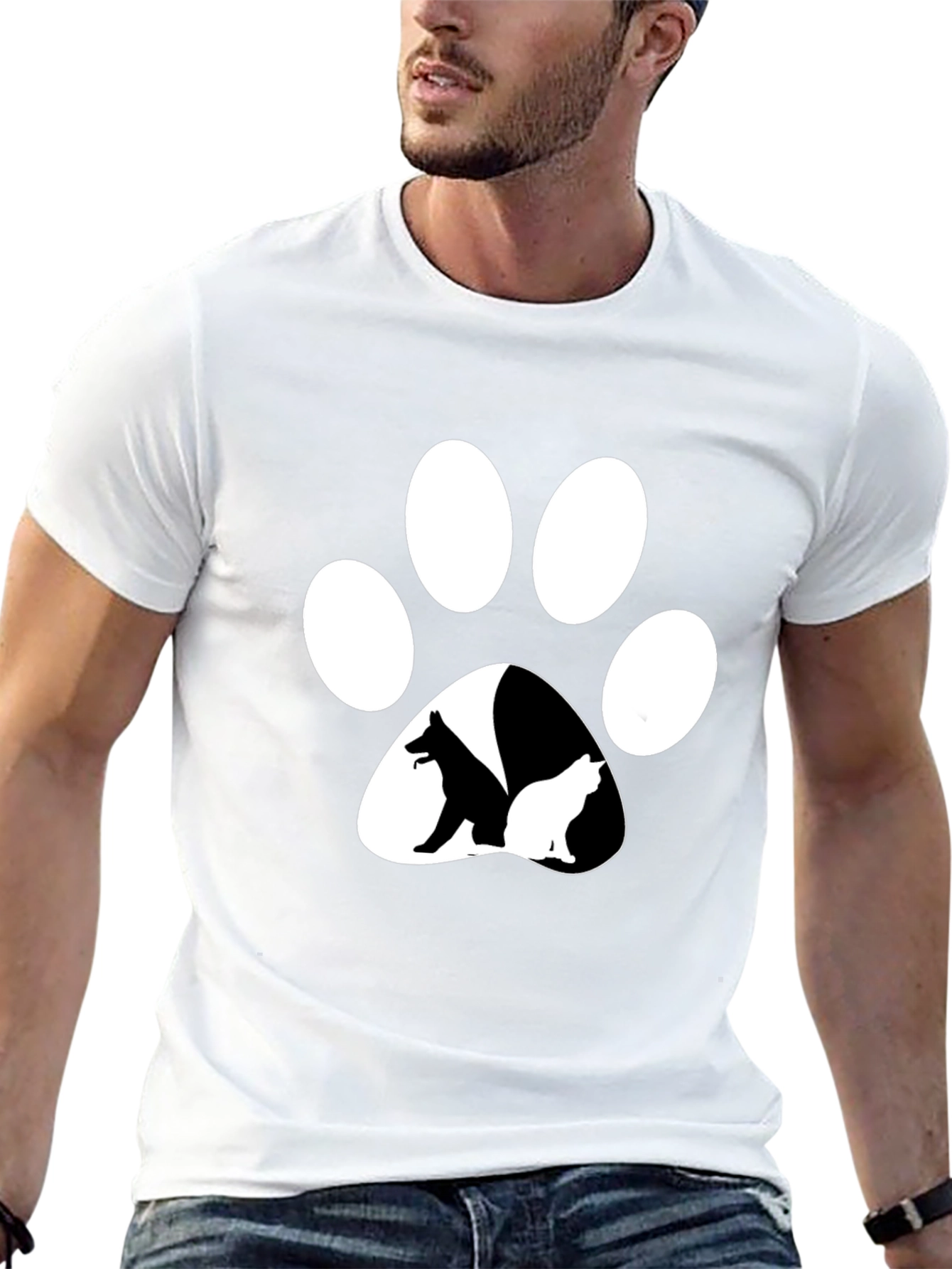 Dog & Cat Paw Print T-Shirt - Unisex Black Tee
