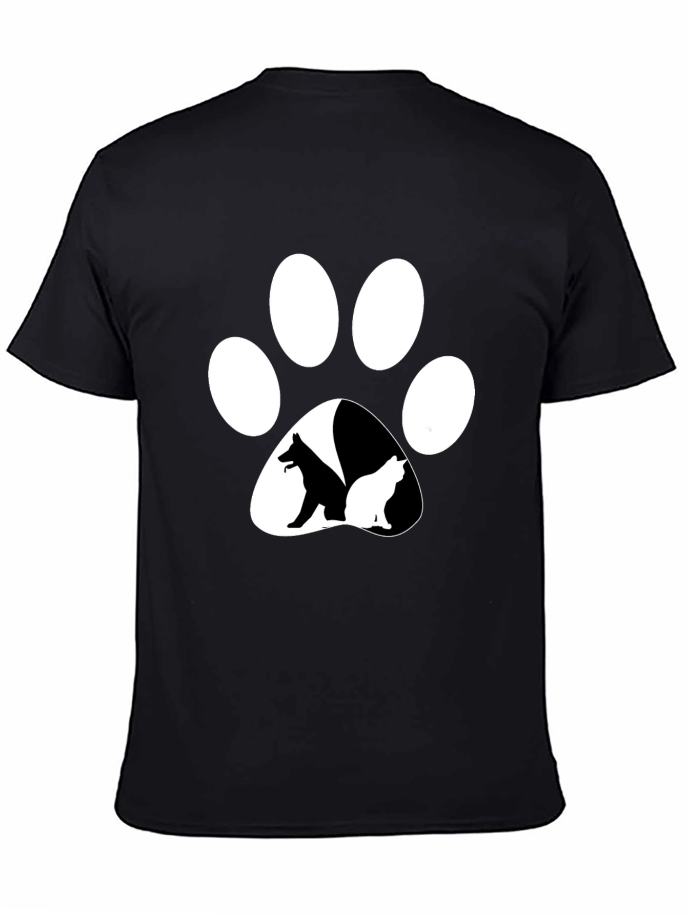 Dog & Cat Paw Print T-Shirt - Unisex Black Tee