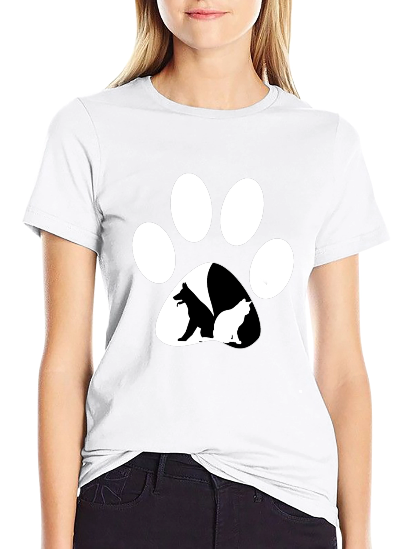 Dog & Cat Paw Print T-Shirt - Unisex Black Tee