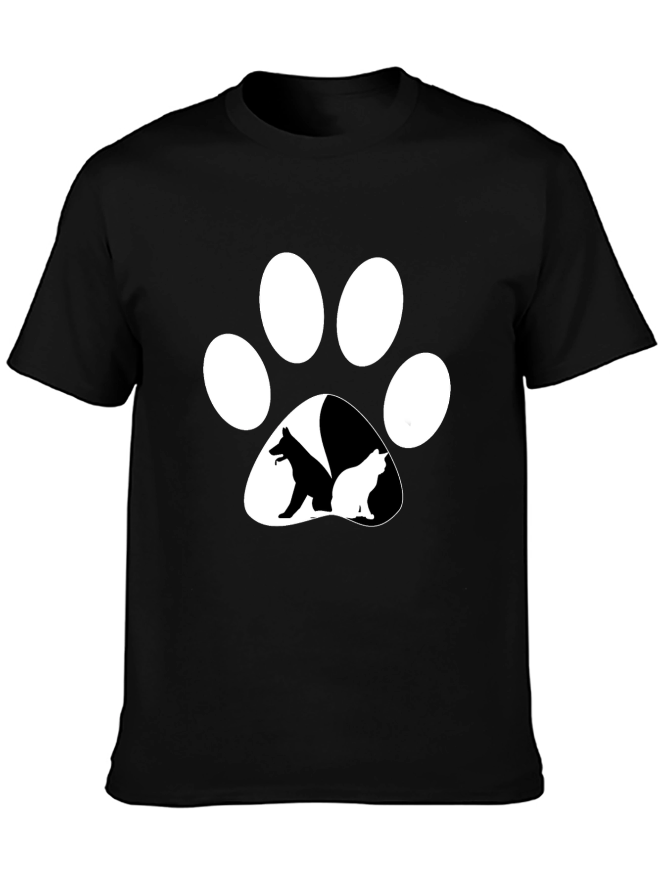 Dog & Cat Paw Print T-Shirt - Unisex Black Tee