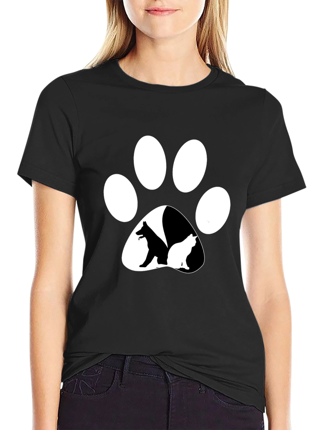 Dog & Cat Paw Print T-Shirt - Unisex Black Tee