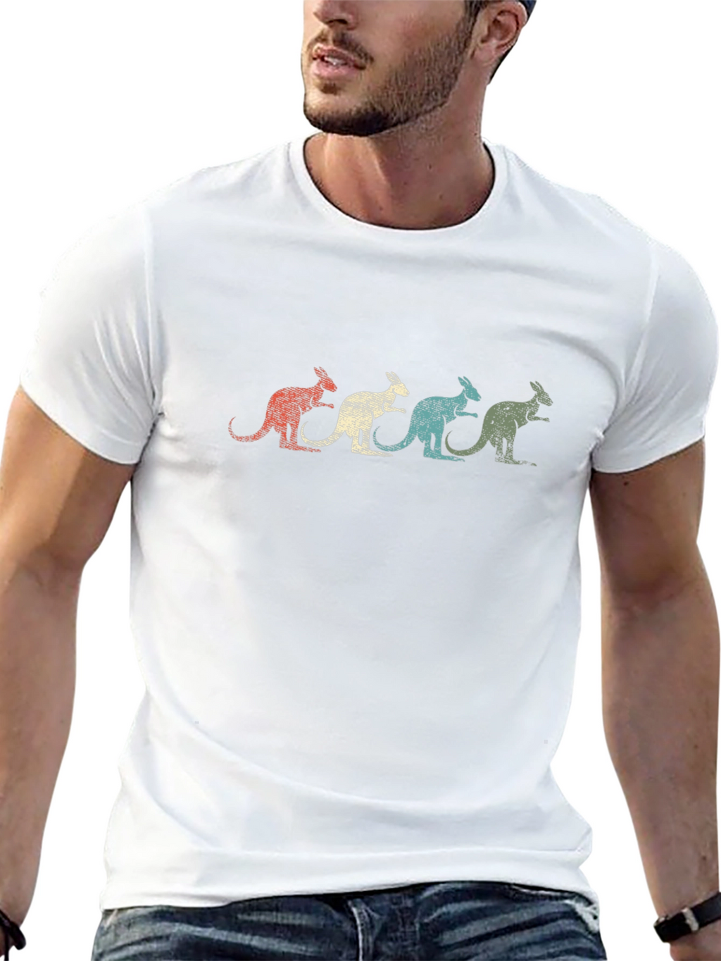 Retro Kangaroo T-Shirt - Black Graphic Tee