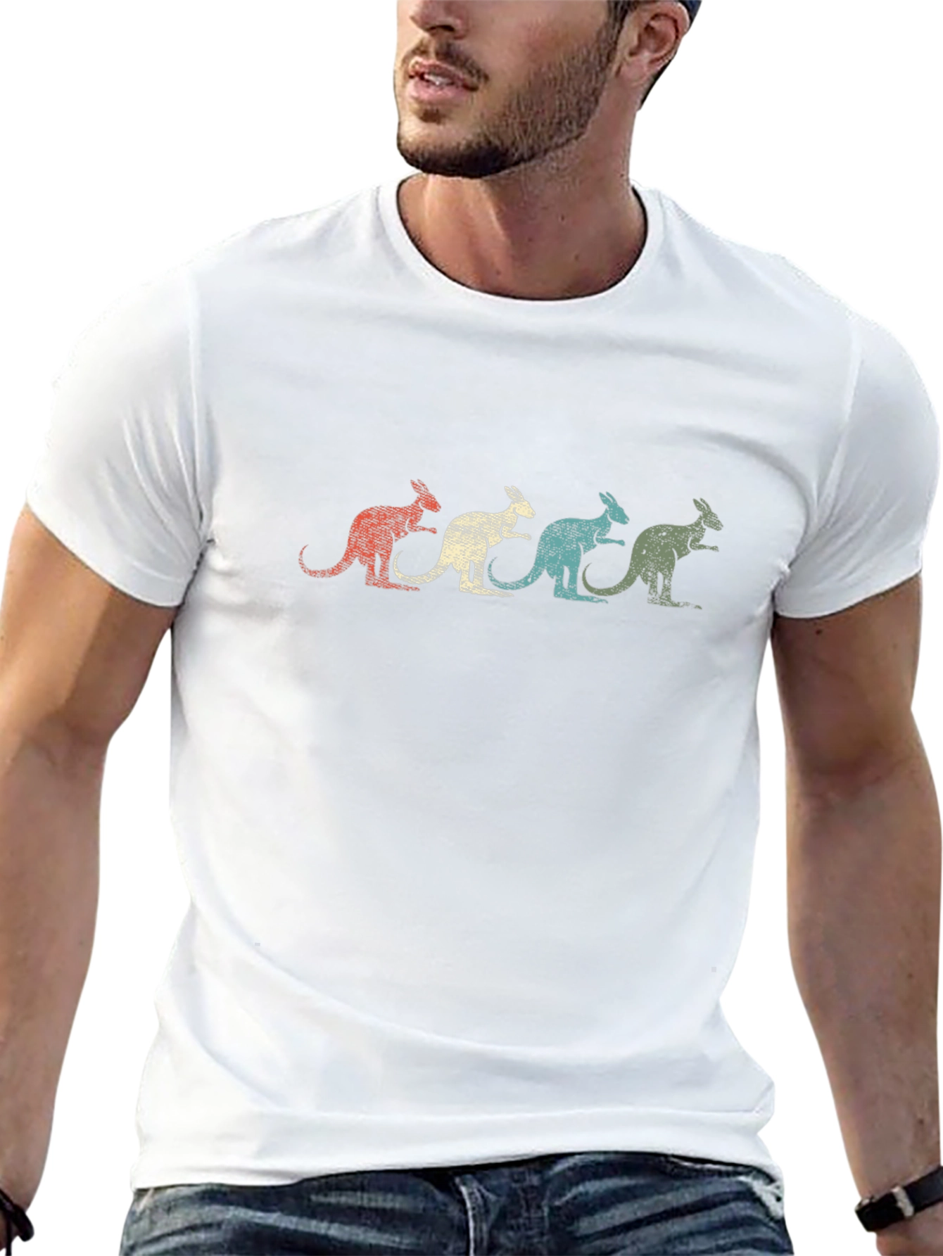 Retro Kangaroo T-Shirt - Black Graphic Tee