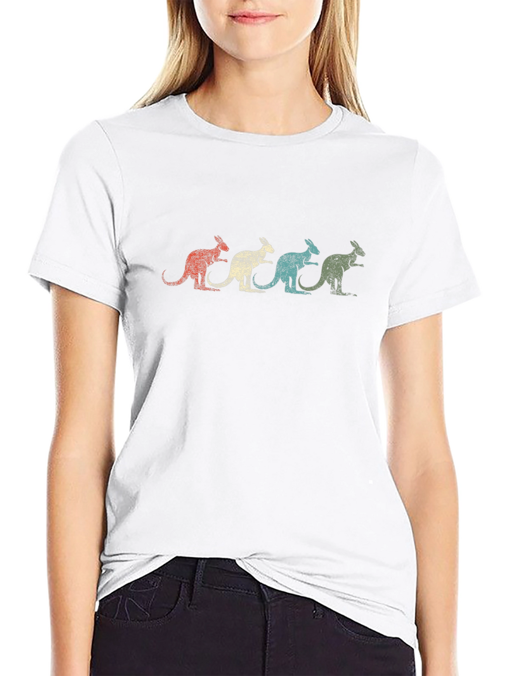 Retro Kangaroo T-Shirt - Black Graphic Tee