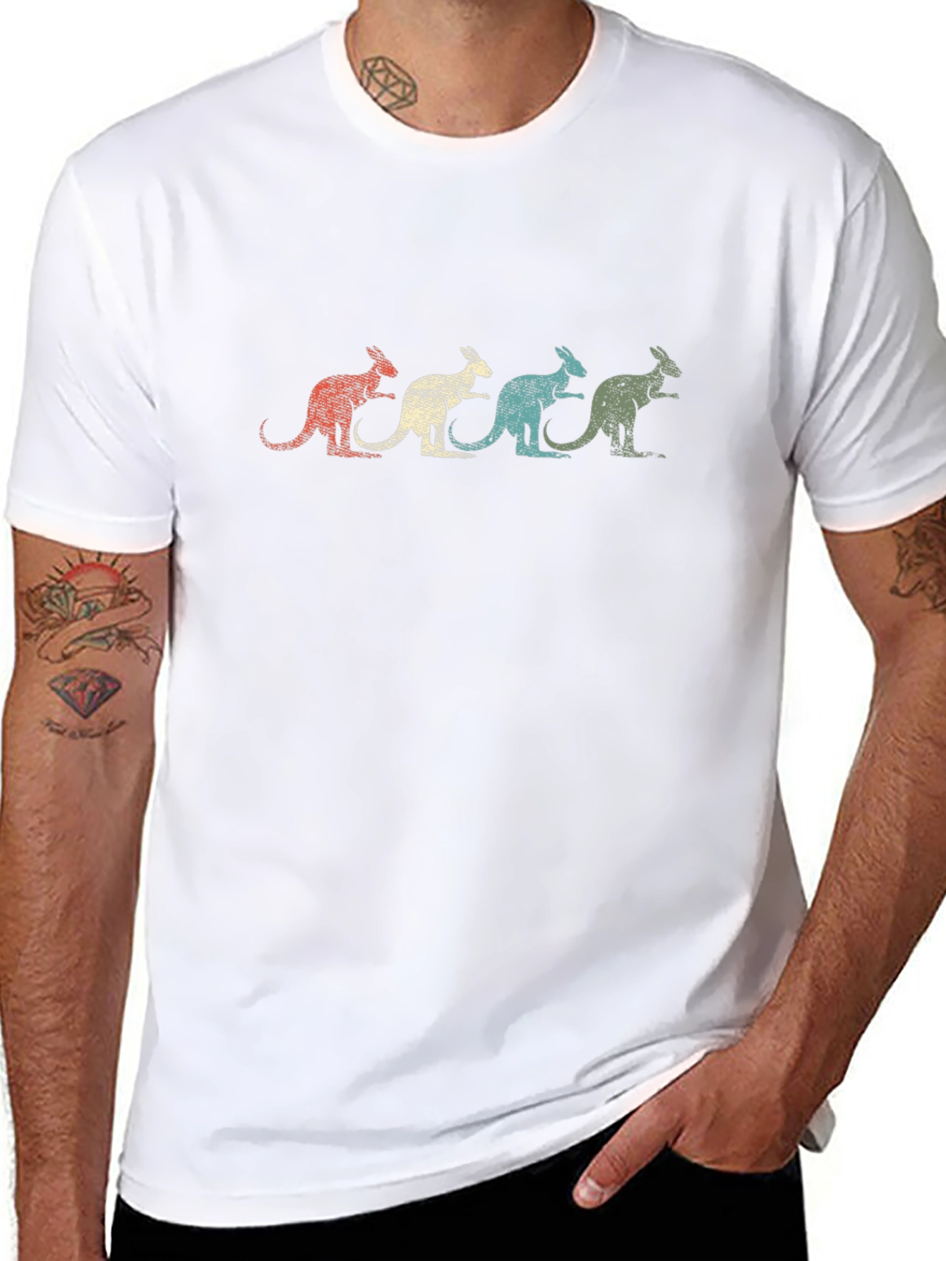 Retro Kangaroo T-Shirt - Black Graphic Tee