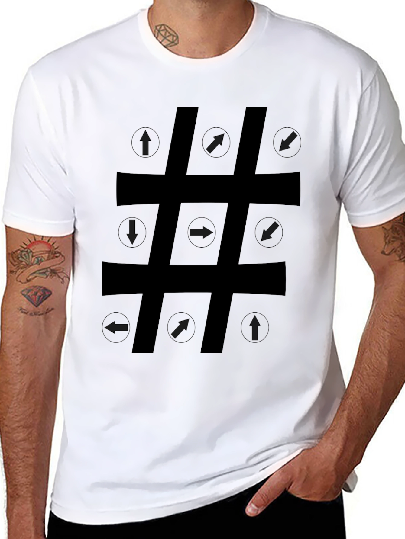 Arrow Direction Hashtag Graphic T-Shirt