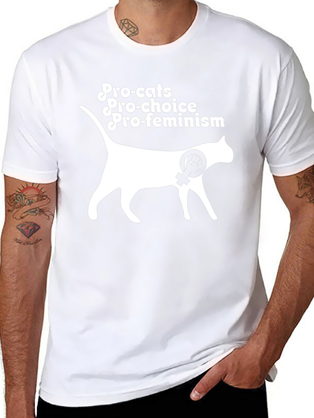 Pro-Cats Pro-Choice Pro-Feminism Graphic T-Shirt