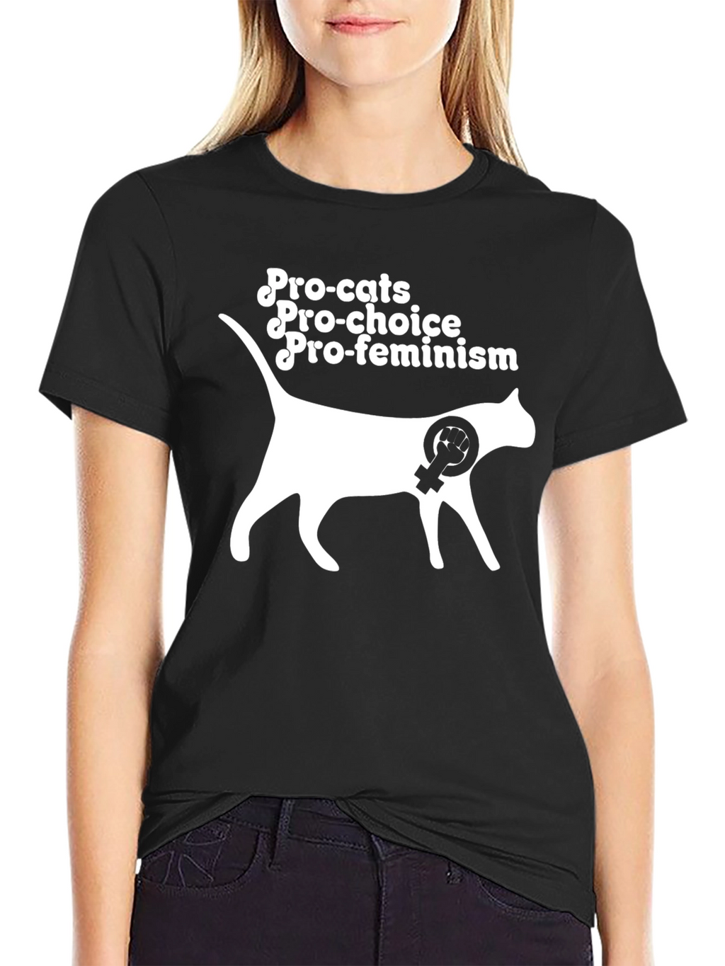 Pro-Cats Pro-Choice Pro-Feminism Graphic T-Shirt