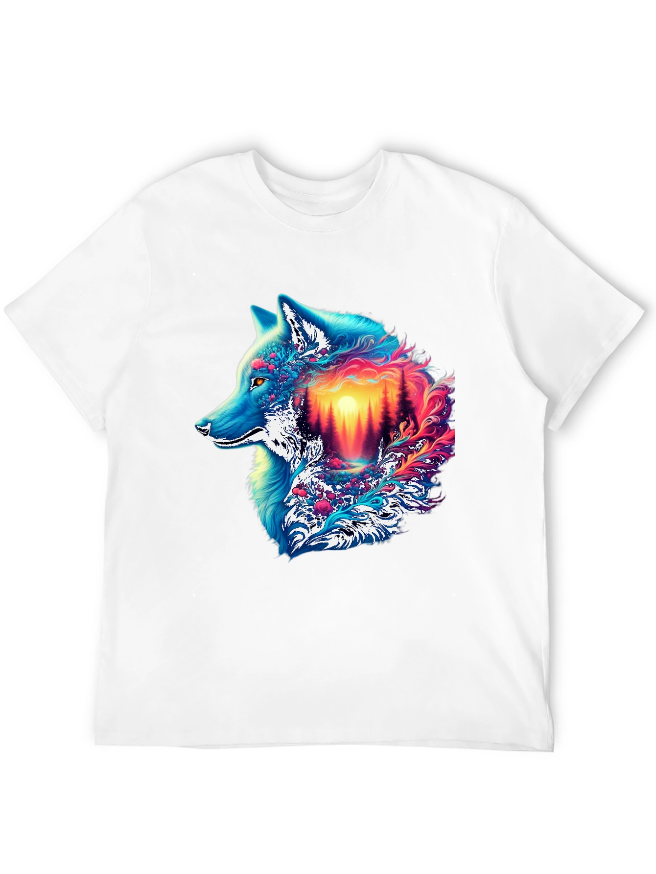 Vivid Wolf Graphic Tee - Unique Mens T-Shirt