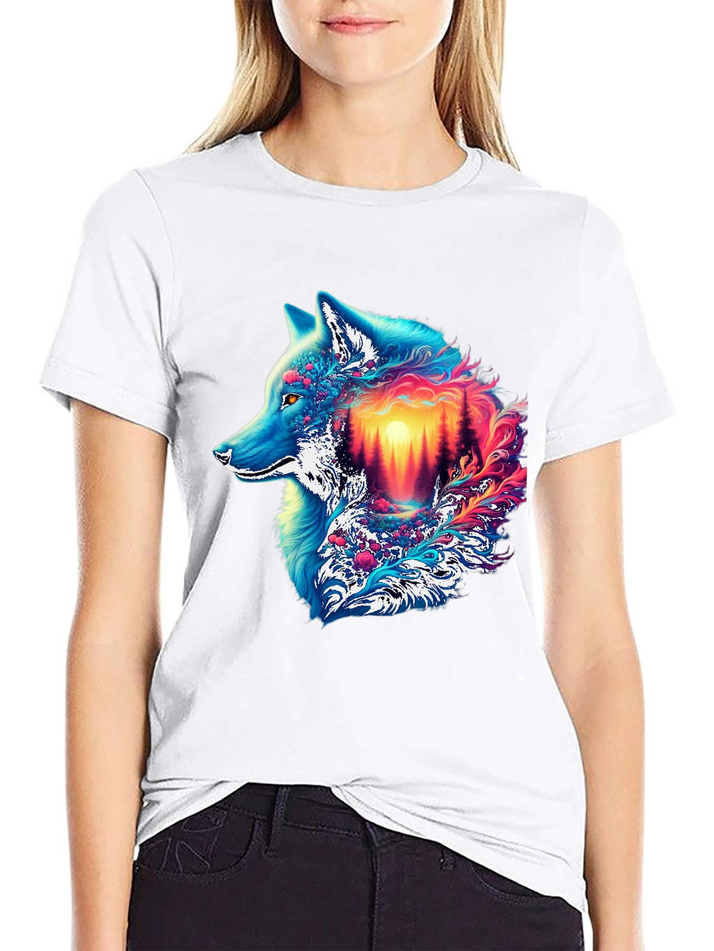 Vivid Wolf Graphic Tee - Unique Mens T-Shirt