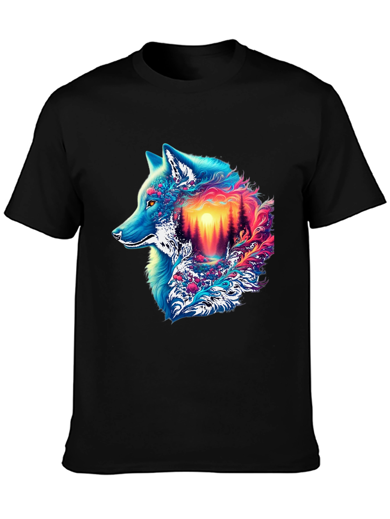 Vivid Wolf Graphic Tee - Unique Mens T-Shirt